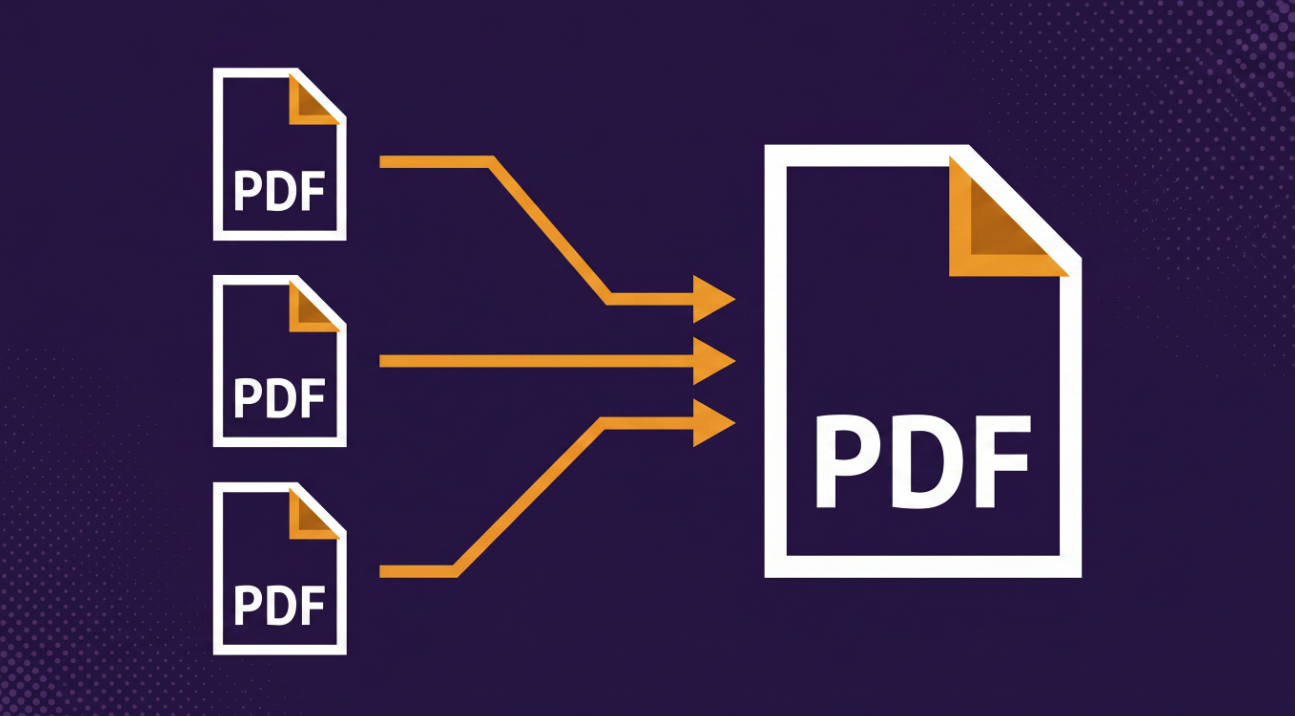 Three PDF files merging into one combined document