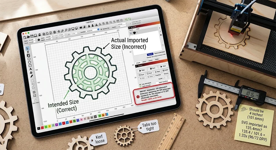 Why Your SVG Imports at the Wrong Size in LightBurn (And How to Fix It)